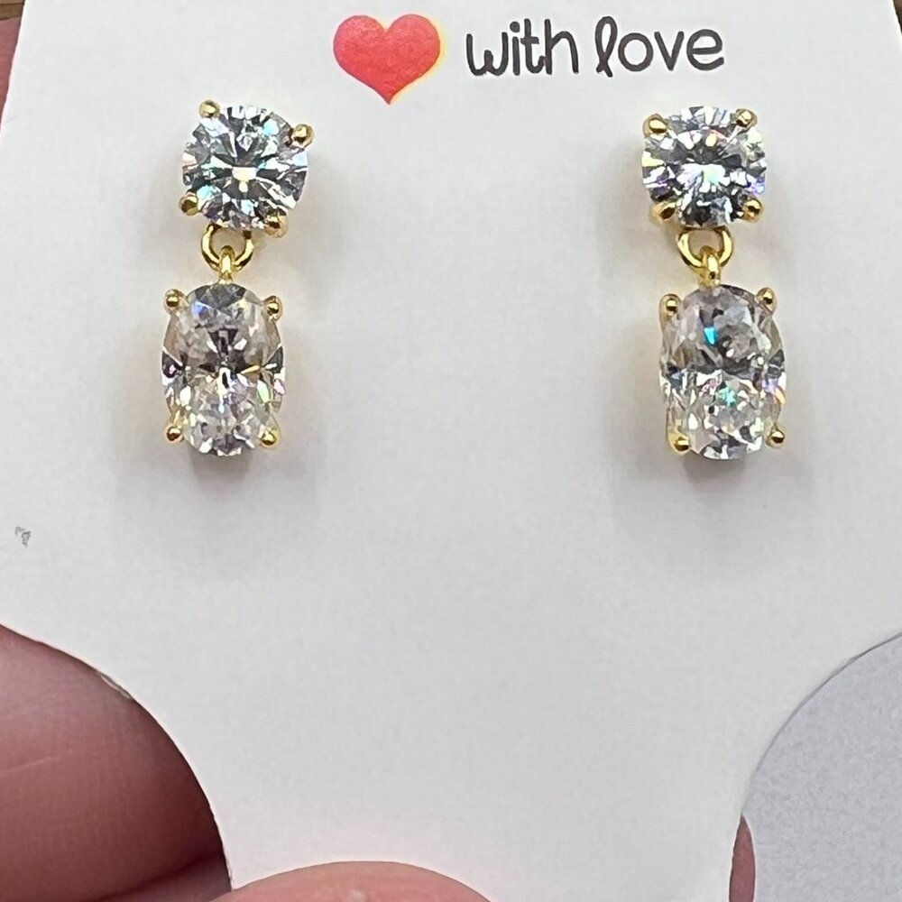 Moissanite S925 Gold Plated Oval Dangle Earrings